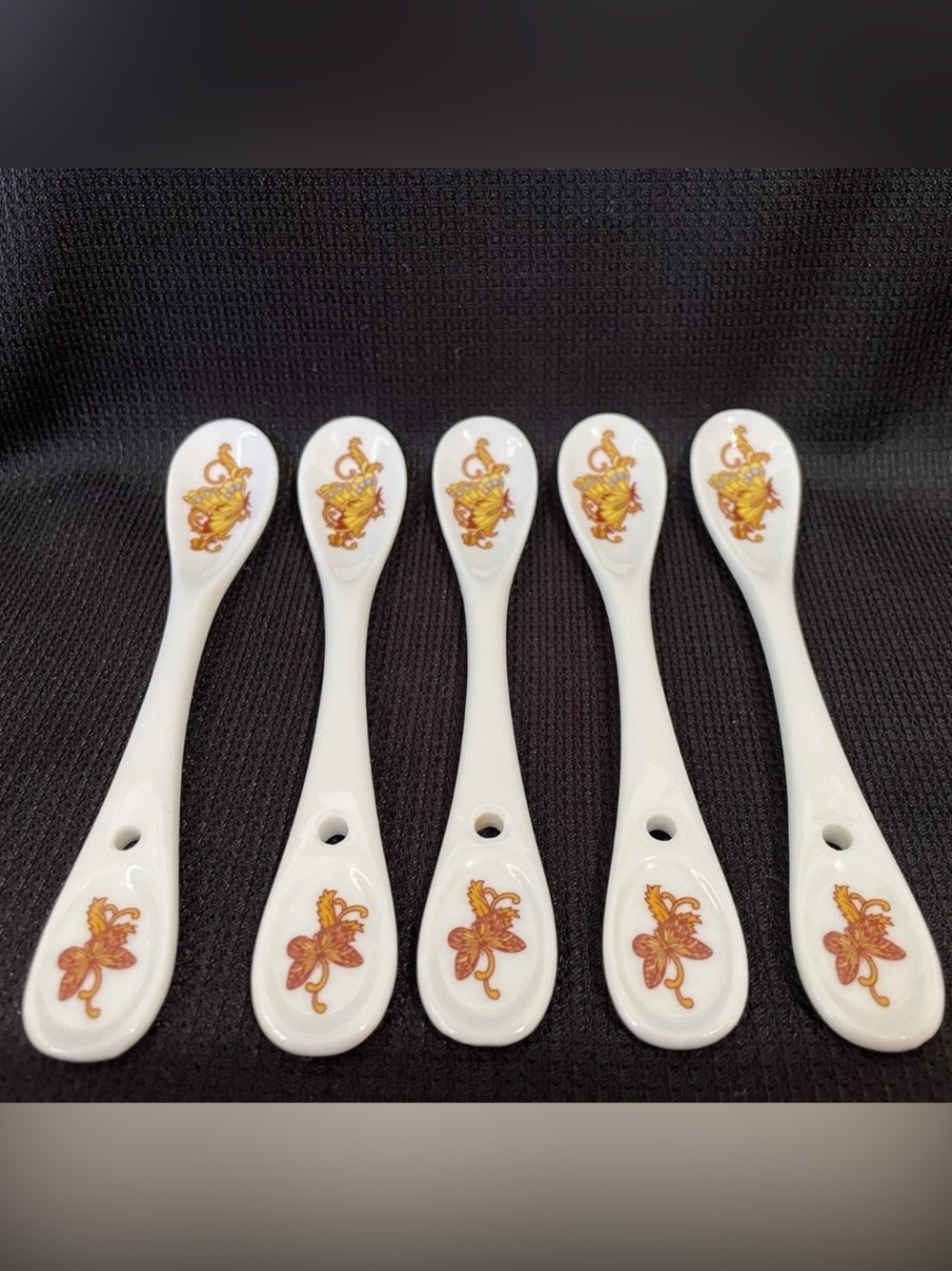 Vintage Sorelle Porcelain
Teaspoons 
Oriental Butterfly Gold Accent 
Lot of 5